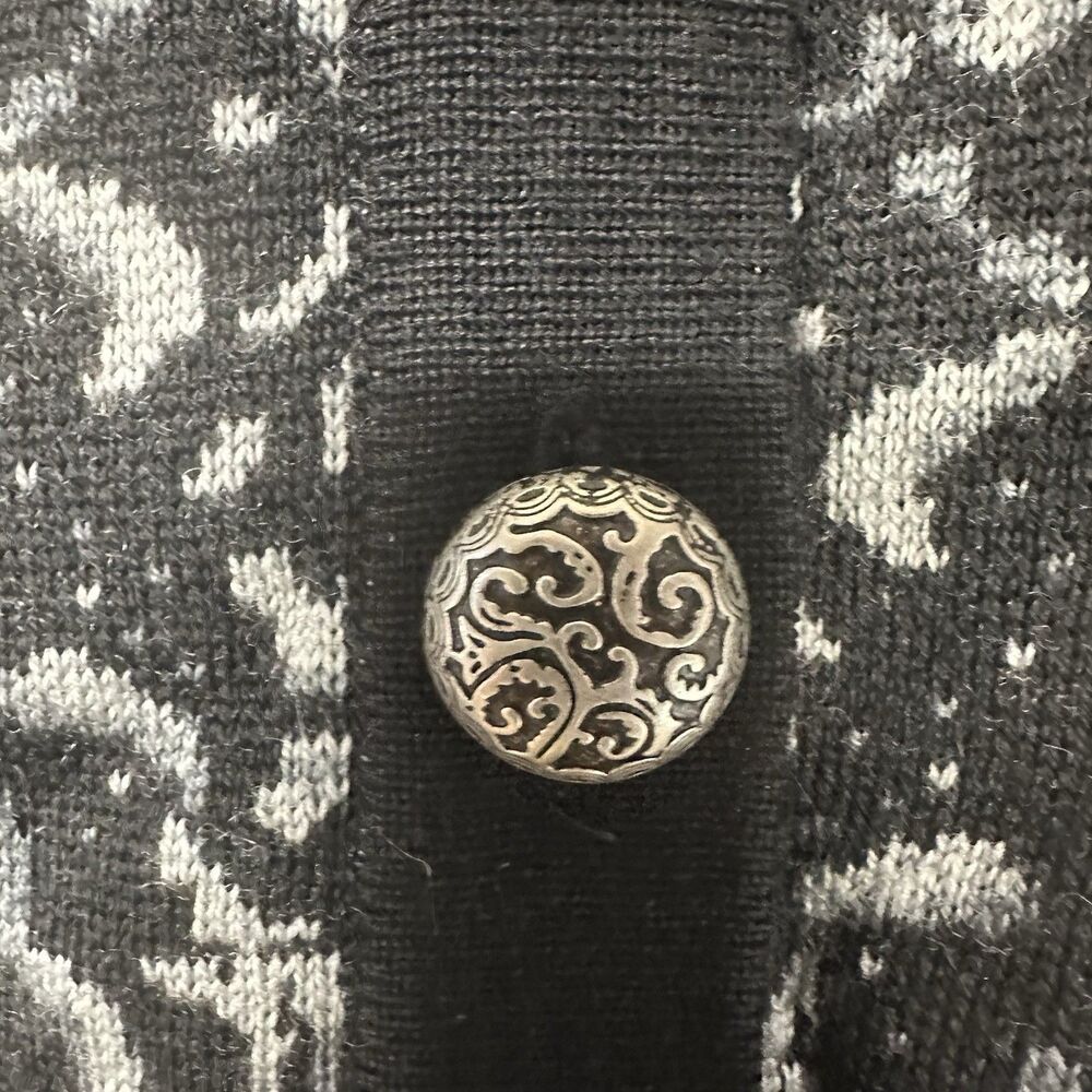 Women’s Icelandic Design 100% Wool Long Coat Jacket Black Gray Button Front S - Picture 7 of 16